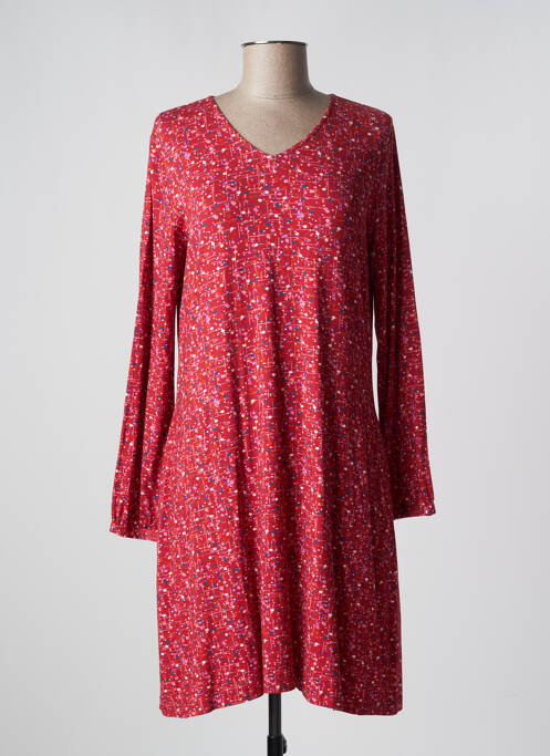 Robe mi-longue coupe fluide manches longues rouge AGATHE & LOUISE femme