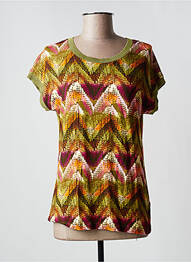 Top tissage jersey manches courtes vert GEISHA femme