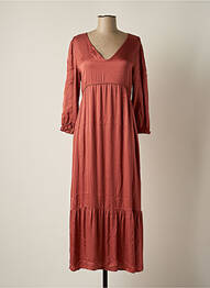 Robe longue coupe fluide manches 3/4 rose PAKO LITTO femme