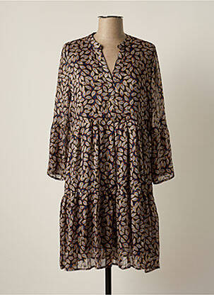 Robe mi-longue coupe évasée manches longues noir MARINA V femme