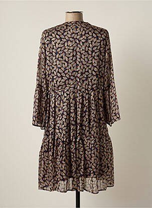 Robe mi-longue imprimé fantaisie manches longues noir MARINA V femme