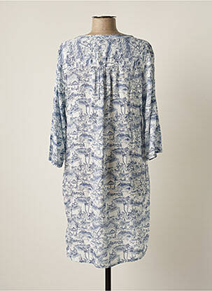 Robe mi-longue coupe fluide manches 3/4 bleu COPENHAGEN femme