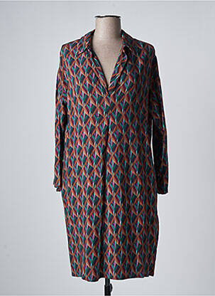 Robe mi-longue coupe fluide manches longues marron LE PETIT BAIGNEUR femme