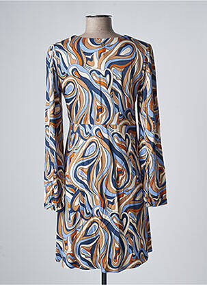 Robe mi-longue imprimé fantaisie manches longues bleu LOLA ESPELETA femme