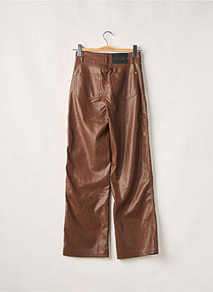 Pantalon droit fermeture zippée sous rabat boutonné taille normale marron BERSHKA femme