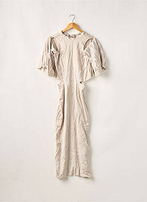 Robe mi-longue coupe fluide manches courtes gris ZARA femme