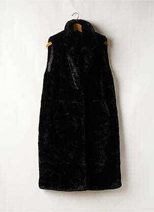 Manteau long fermeture pressionnée sans capuche noir MAISON R & C femme