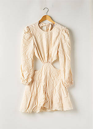 Robe courte coupe évasée manches longues beige VICTOIRE SANGUINETTI femme