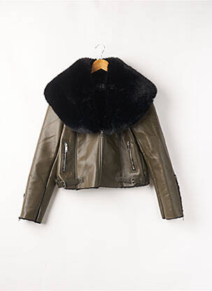 Veste simili cuir poches vert MAISON R & C femme