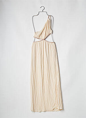 Robe longue tissage crêpe fines bretelles beige BAHAAR femme