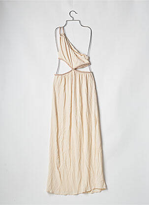 Robe longue tissage crêpe fines bretelles beige BAHAAR femme