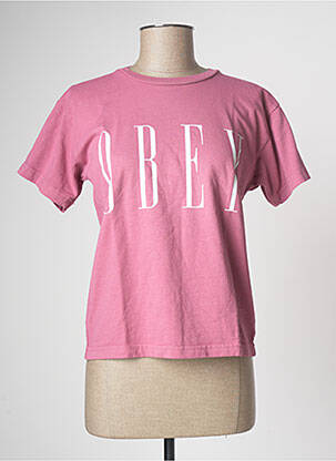 T-shirt rose OBEY femme