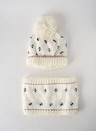 Bonnet ecru 3 POMMES fille