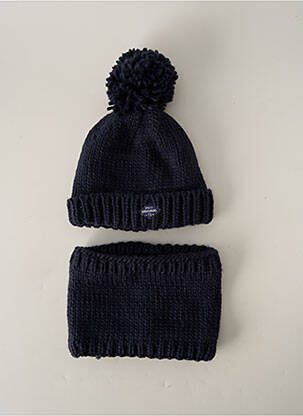 Bonnet bleu marine 3 POMMES garçon