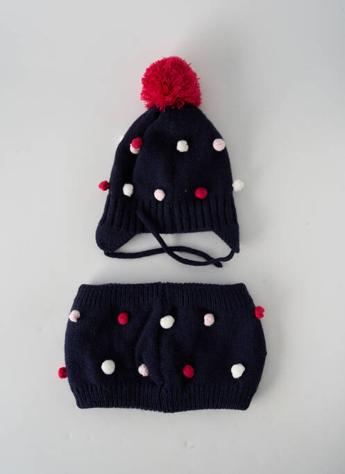 Bonnet bleu 3 POMMES pour fille