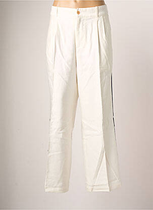 Pantalon droit fermeture zippée sous rabat boutonné taille normale beige BELLEROSE femme