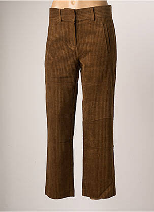Pantalon droit fermeture zippée sous rabat avec crochet taille normale marron BELLA JONES femme