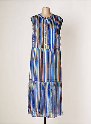 Robe longue coupe évasée sans manche bleu SET femme