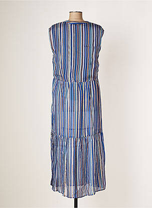 Robe longue coupe évasée sans manche bleu SET femme