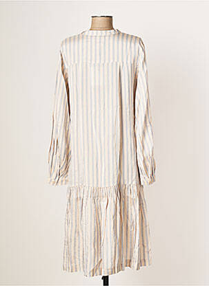 Robe mi-longue manches longues manches longues beige SECOND FEMALE femme