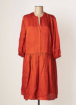 Robe mi-longue manches 3/4 manches 3/4 marron SET femme