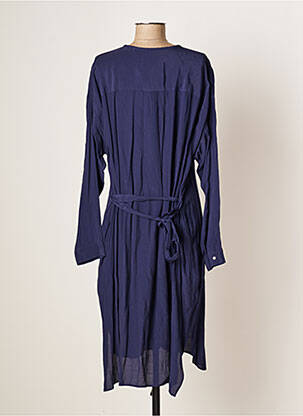 Robe mi-longue coupe fluide manches longues bleu POMANDERE femme
