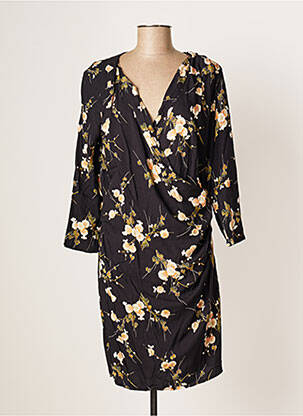 Robe mi-longue imprimé fleurs manches longues noir MY SUNDAY MORNING femme