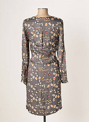 Robe mi-longue imprimé fantaisie manches longues gris NICE THINGS femme