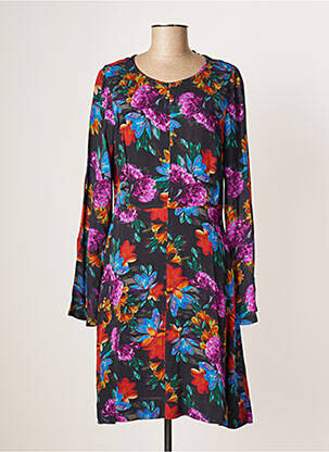 Robe mi-longue imprimé fleurs manches longues noir ESSENTIEL ANTWERP femme