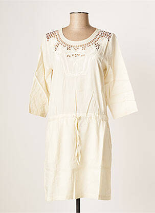 Robe mi-longue manches 3/4 manches 3/4 beige JOLIE JOLIE PAR PETITE MENDIGOTE femme