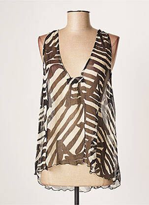 Top col v sans manche noir POMANDERE femme