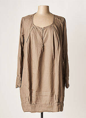 Robe courte manches longues manches longues marron POMANDERE femme