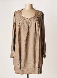 Robe courte manches longues manches longues marron POMANDERE femme