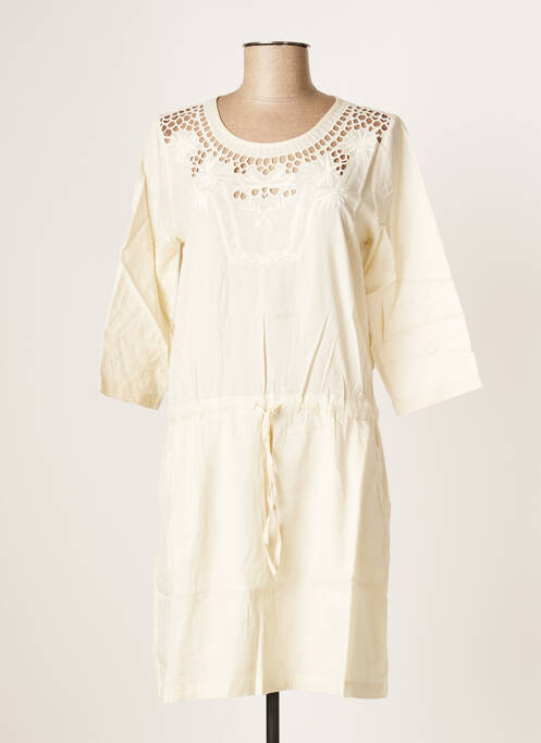Robe mi-longue manches 3/4 manches 3/4 beige JOLIE JOLIE PAR PETITE MENDIGOTE femme