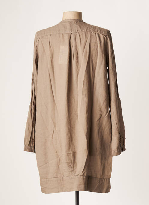Robe courte manches longues manches longues marron POMANDERE femme