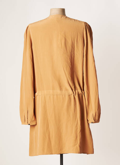 Robe mi-longue coupe fluide manches longues marron ATHÉ femme