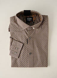 Chemise manches longues imprimé fantaisie beige DELAHAYE homme