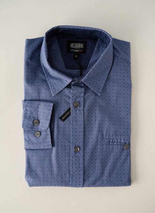 Chemise manches longues poches poitrine bleu DELAHAYE homme