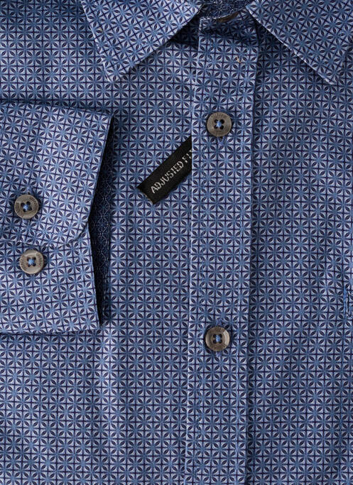 Chemise manches longues poches poitrine bleu DELAHAYE homme