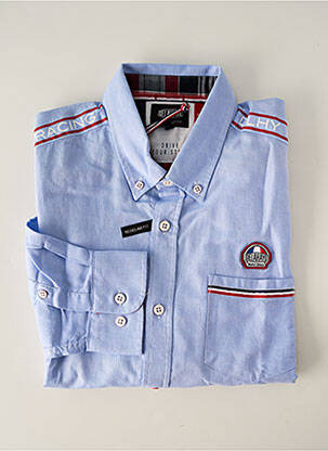 Chemise manches longues poches poitrine bleu DELAHAYE homme