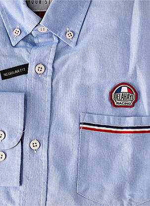 Chemise manches longues poches poitrine bleu DELAHAYE homme