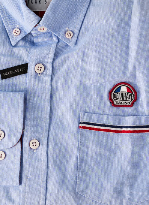 Chemise manches longues bleu DELAHAYE pour homme