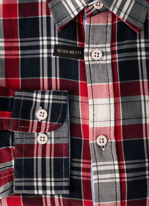 Chemise manches longues rouge DELAHAYE pour homme