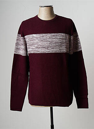 Pull stretch manches longues rouge DELAHAYE homme
