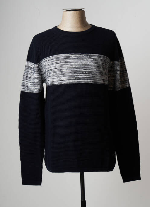 Pull stretch manches longues bleu DELAHAYE homme