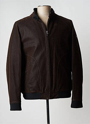 Blouson finition bords-côtes marron DELAHAYE homme
