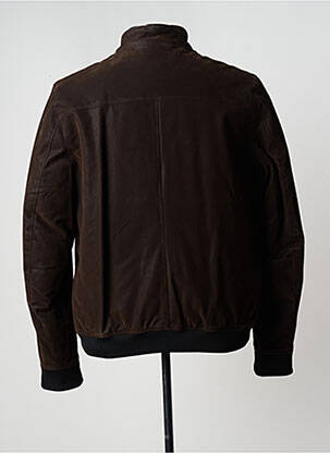 Blouson finition bords-côtes marron DELAHAYE homme