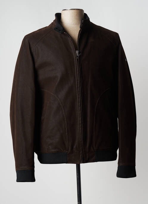 Blouson finition bords-côtes marron DELAHAYE homme