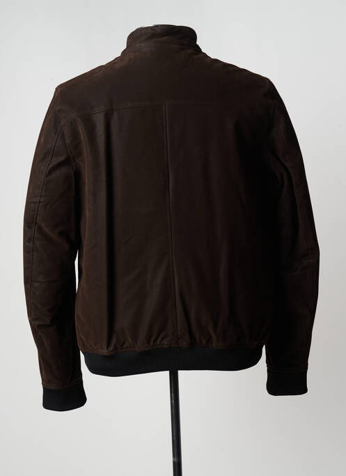 Blouson finition bords-côtes marron DELAHAYE homme