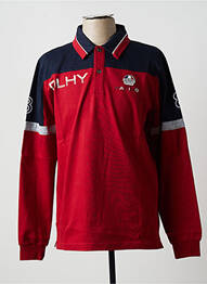 Polo broderie motifs brodés manches longues rouge DELAHAYE homme